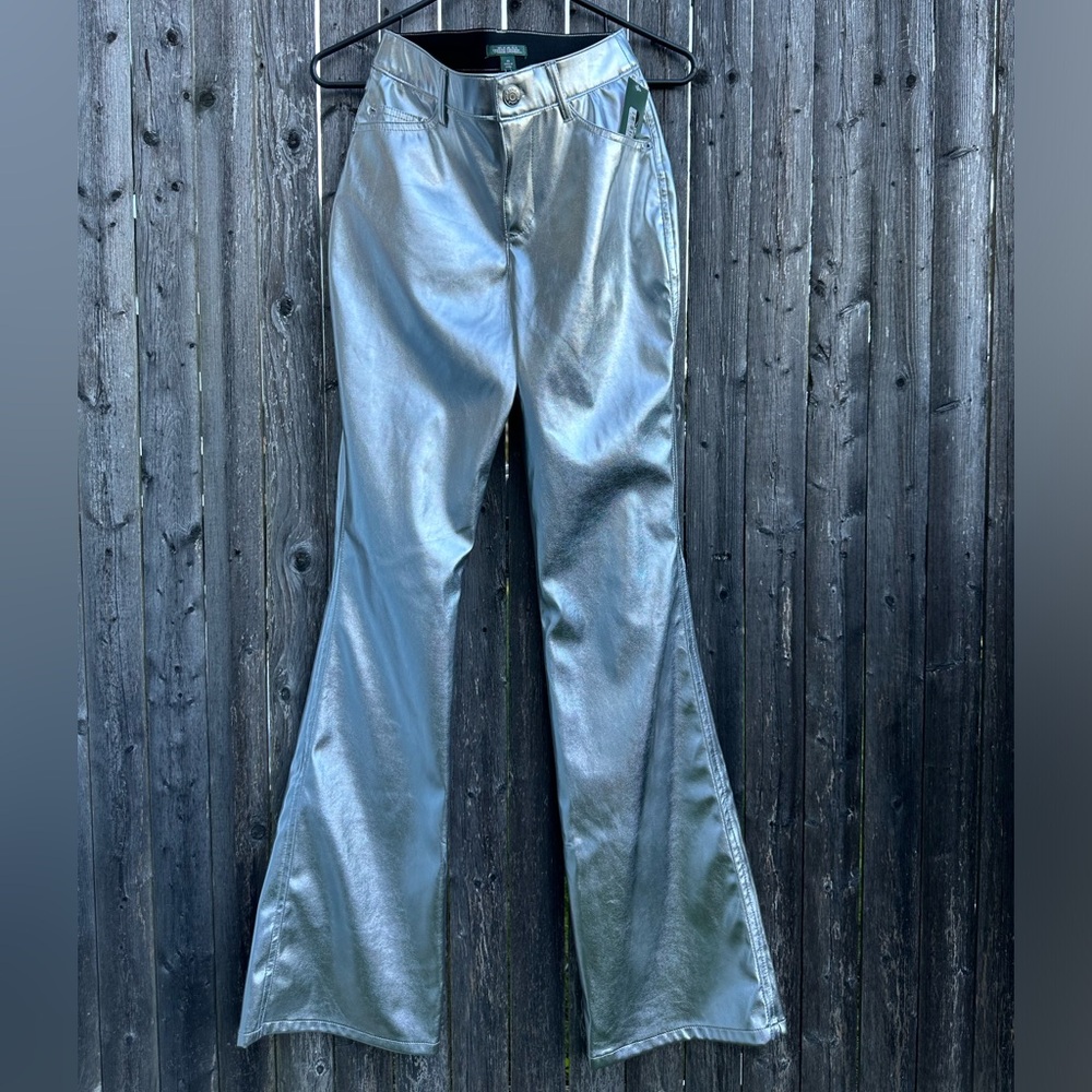 Wild Fable High Rise Metallic Flare Pants in Silver - Size 00 NWT